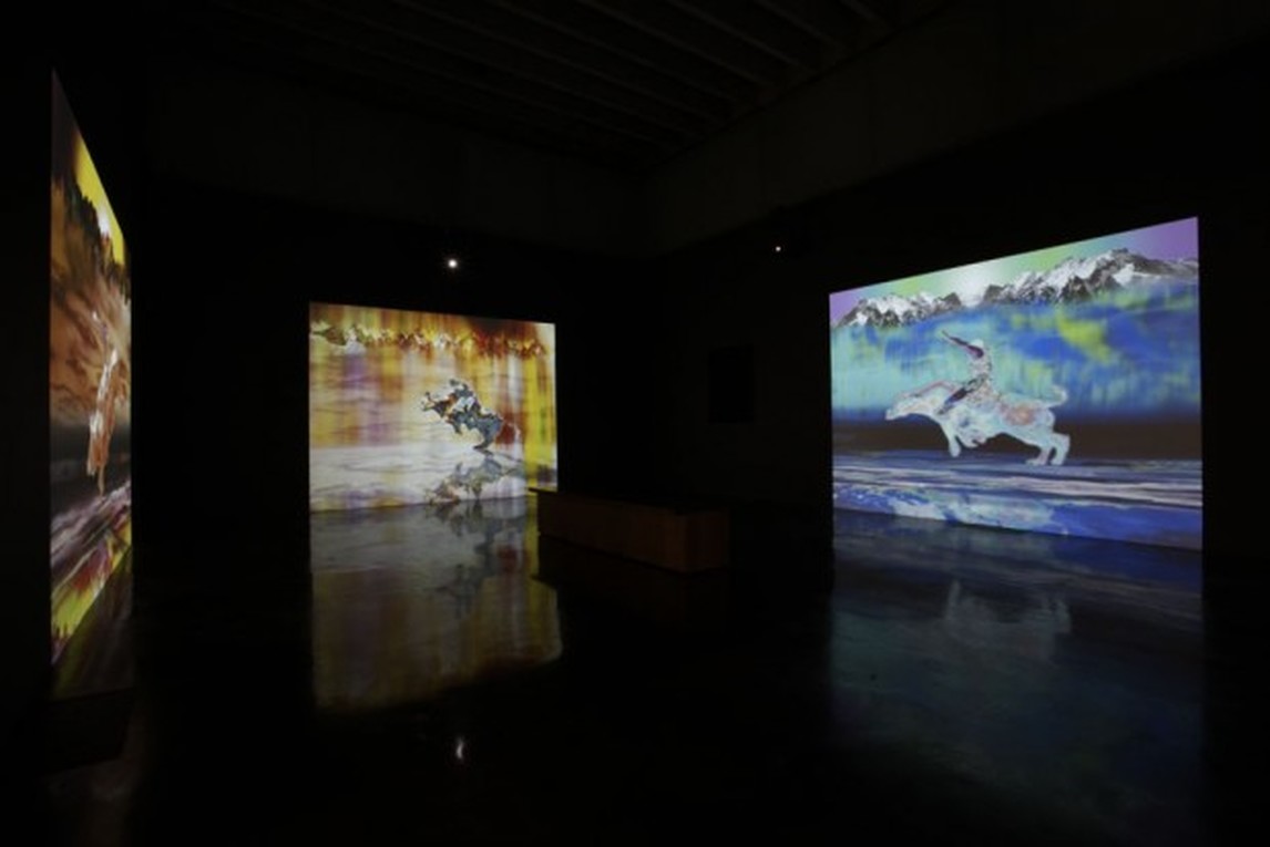 Gordon Cheung, The Four Riders, 2009, 4 screen worrk, SD video with sound, Courtesy of the artist and Edel Assanti, London (photo- Jonathan Shaw)